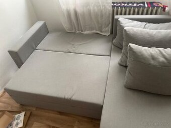 Rohová rozkládací sedačka – světle šedé barvy