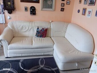 Rohová rozkládací sedačka - pravá kůže