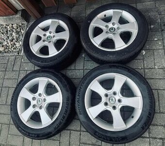Originál alu kola Škoda R16 5x112 ET50 + Zimní pneu