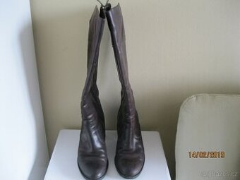 Kozačky kožené hnědo - vínové