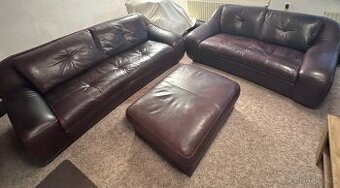 Luxusní italská kožená sedací souprava INCANTO – 3+2+tabur