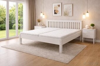 Postel z masivu dvoulůžko s matracemi a rošty NOVÁ