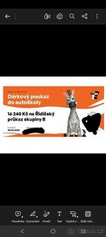 Poukaz na autoškolu v hodnotě 16000kc.