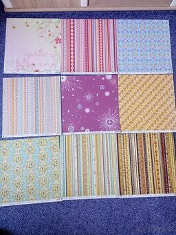 Oboustranné třpytivé papíry na scrapbook, 9 ks