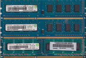 4GB DDR3 paměti různých výrobců