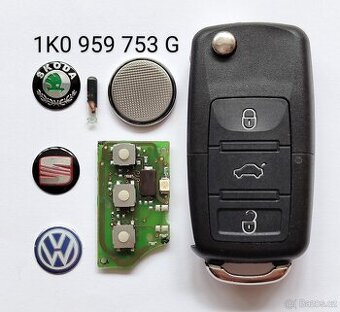 Klíč Volkswagen Škoda 1K0959753G 434MHz originál. Nový obal