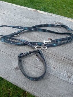 Obojek eskadron s vodítkem teal blue - 1