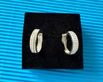 Stříbrné Ag kruhové náušnice Swarovski krystaly, sleva 1178