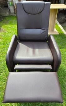 Polohovatelné televizní relaxační křeslo, tmavě hnědé