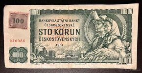 100 Kčs s kolkem 1961 - 1