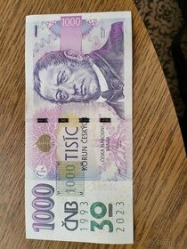 1000,- Kč s přítiskem ČNB