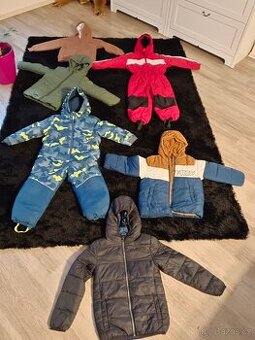 Kombinézy 116 a bundy zimní a podzim zima