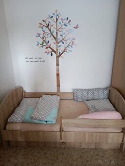 Dětská postel 140 × 70 cm se zábranami a šuplíkem