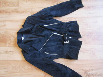 Černá bunda do pasu, vel. S/M/L, vzhled semiše