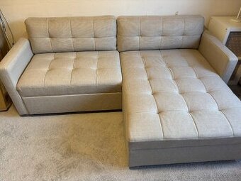Béžová rozkládací sedací souprava s úlož.prostorem