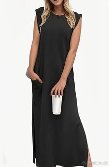 Dámské letní šaty s kapsami, XL, černé