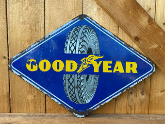 Originální oboustranná smaltovaná cedule Good Year - 1