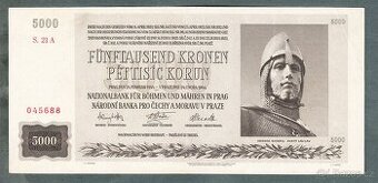 Staré bankovky 5000 korun 1944 NEPERFOROVANA, VZÁCNÁ