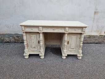 SLOUPKOVÝ PSACÍ STŮL V BÍLÉ PATINĚ