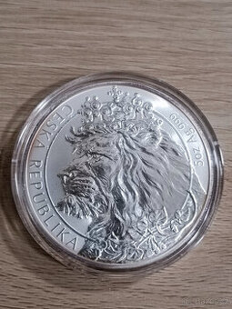 Stříbrná pětiuncová investiční mince Český lev 2021 reverse - 1