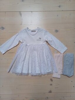 Bílé šaty s punčocháčky vel 86