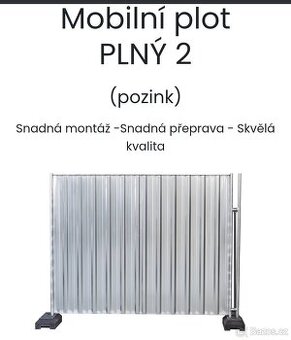 Mobilní oplocení plné - prodej