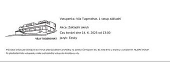 Vstupenka do vily Tugendhat
