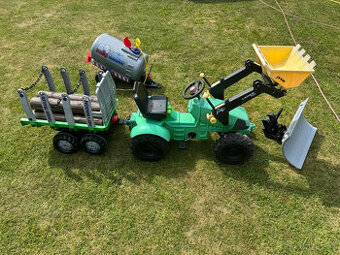 Šlapací traktor Rolly Toys nafukovací + 2 vleky a pluh