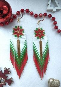 Třásňové náušnice vánoční