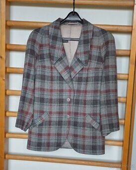 Dámské nadčasové retro sako kárované teplé