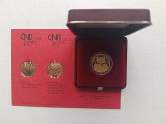 Pamětní zlatá mince 2007 vodní mlýn ve Slupi proof