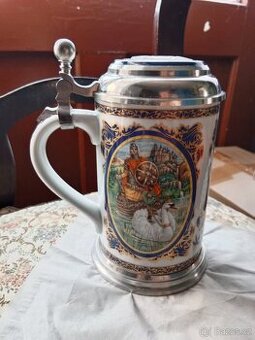 Krásný, zdobený porcelánový korbel,R.Wagner,