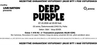 Deep Purple vstupenka stání