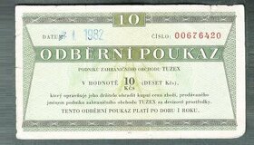 Staré bankovky TUZEX BONY 10 kčs
