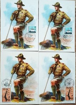 4x pohlednice skaut, razítka 1968-1969.