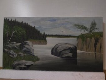 Horské jezero, signováno