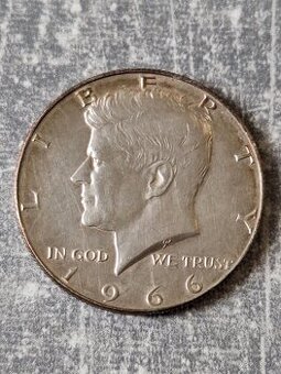 Stříbrná mince pul dolar Kennedy 1966
