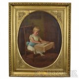 Starožitný obraz , olejomaľba obd. biedermeier