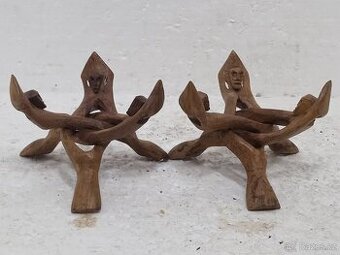 2x Vyřezávaný stojan na květináč retro