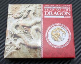 1 oz Rok Draka 2012 zlacený reliéf stříbrná mince