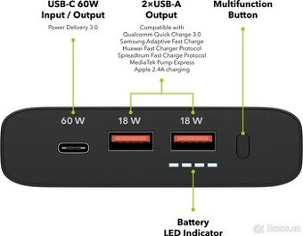 Powerbanka FLY 26800mAh - Power Delivery (60W)