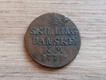 1/2 Skilling 1771 Dánské království – Dánsko - Evropa