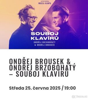 Souboj klavírů - Kampa 25.6.2025 - 2 lístky do přední řady