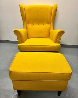 křeslo ušák IKEA Strandmon s podnožkou