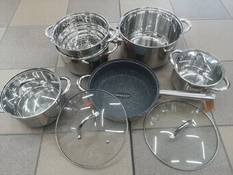 Hrnce nerez sada luxusní nádobí 11dilu, indukce, nove