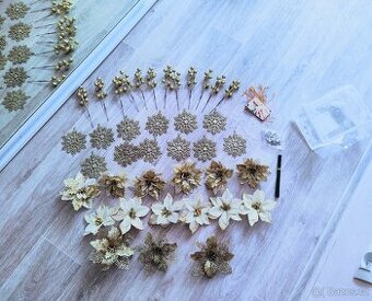 Vánoční ozdoby, květ, vločka,m. Různé barvy