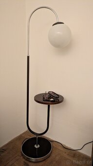 Funkcionalismus - starožitná chrom lampa + sklo Egermann