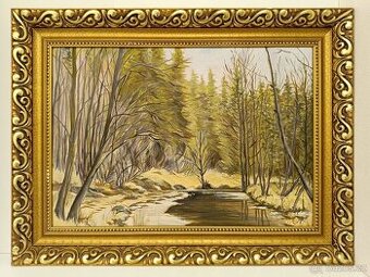 Obraz u Vydry, Šumava, olejomalba 64x85