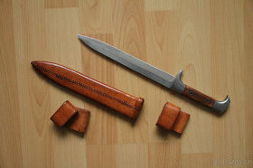 Luxusní ocelový nůž s pochvou, dýka, tesák, LH