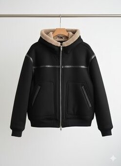 Pánský zimní bomber značky ZARA XL s kapucí a beránkem